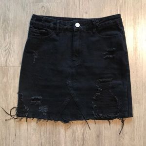 High-waisted black jean skirt from Nasty Gal